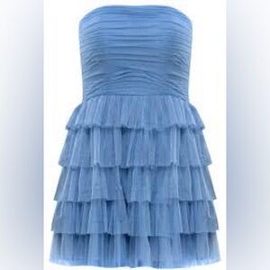 B Darlin Layered Blue Kids Dress